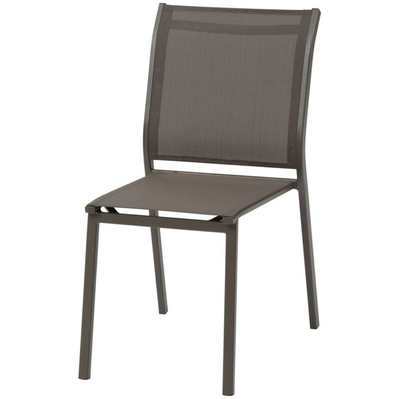 Chaise de jardin empilable Essentia wengé & praliné aluminium et texaline - Hespéride
