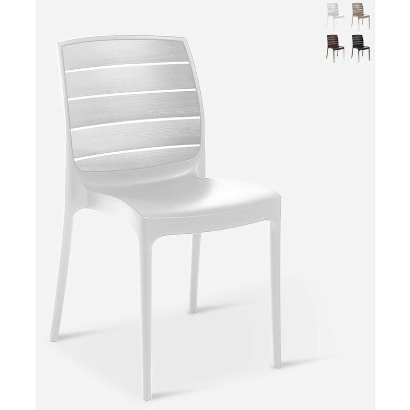 Grand Soleil - Chaise de jardin empilable pour bar restaurant Carmen Couleur: Blanc