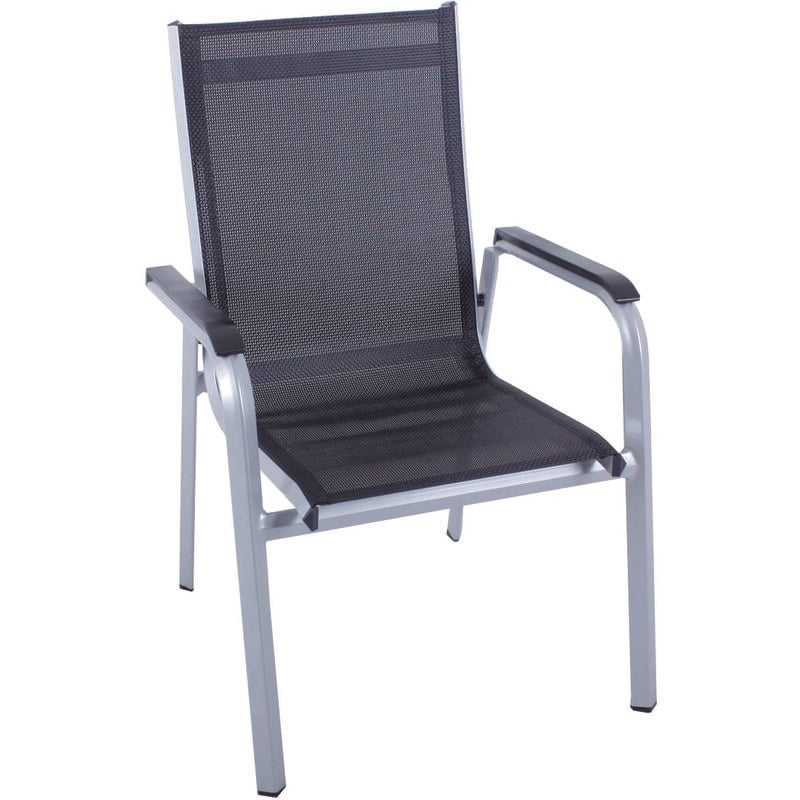 Chaise d'extérieur hi-tech en aluminium avec assise et dossier en textilène
