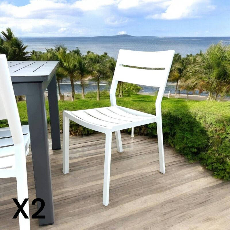 Pier Import - Chaise de jardin en aluminium blanc (lot de 2) stockholm