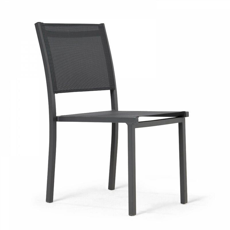 Oviala - Chaise de jardin aluminium et textilène gris - Gris
