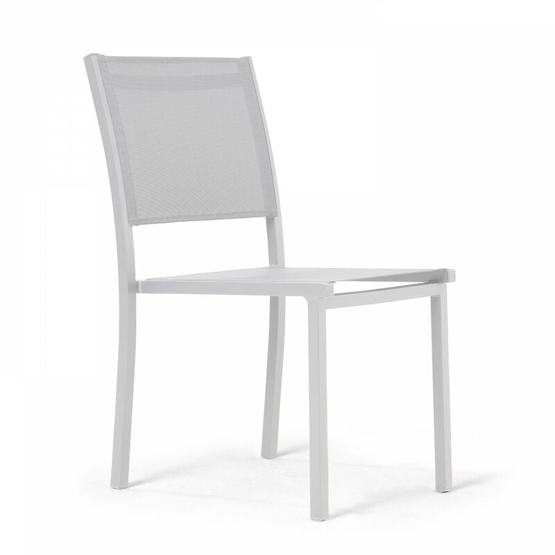Oviala - Chaise de jardin aluminium et textilène blanc - Blanc