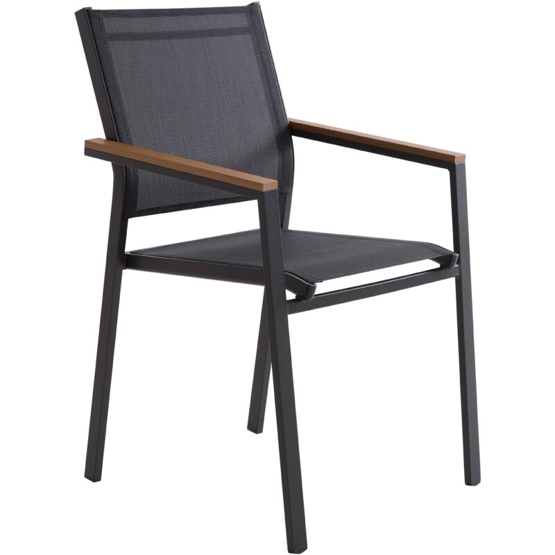 Oviala - Chaise de jardin en aluminium et textilène avec accoudoirs gris