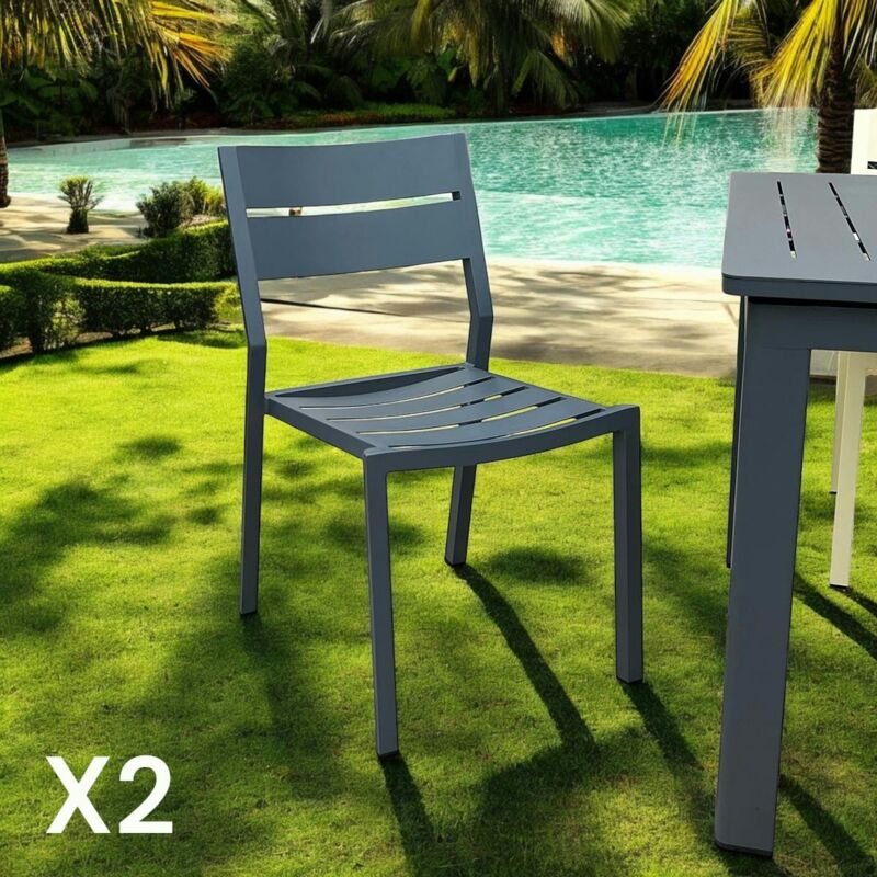 Pier Import - Chaise de jardin en aluminium gris ardoise (lot de 2) stockholm