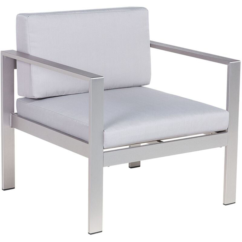 Chaise de terrasse ou de jardin en aluminium avec coussins gris clair Matériaux durables et design ultra moderne Trendy Beliani