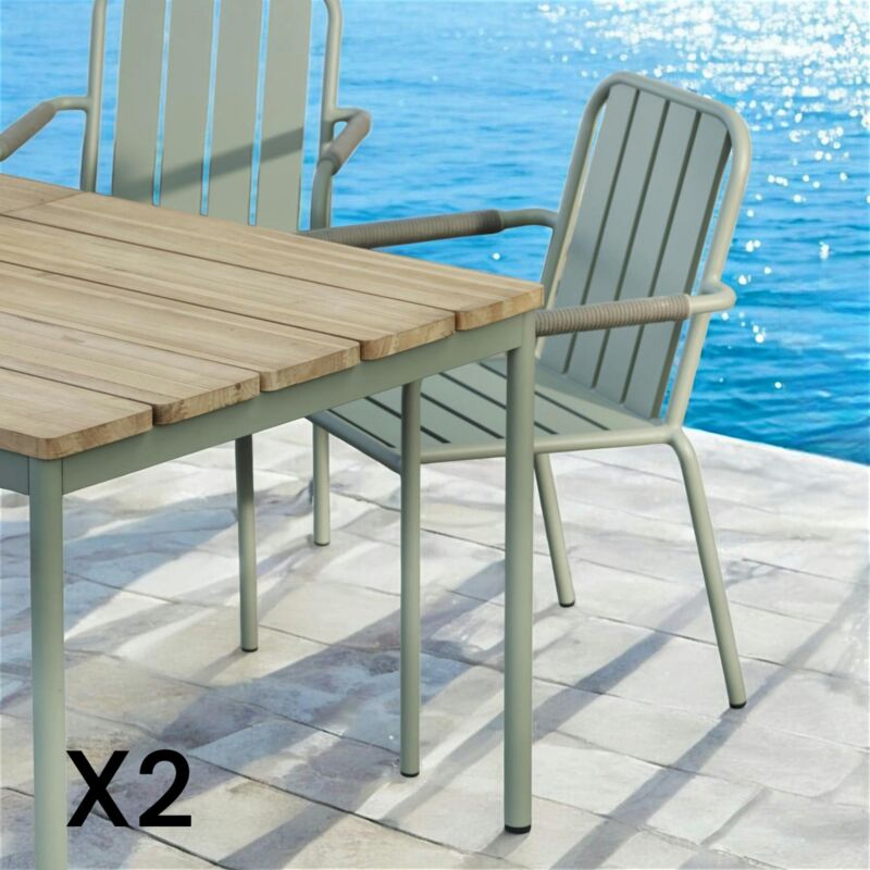 Pier Import - Chaise de jardin en aluminium vert argile (lot de 2) oslo