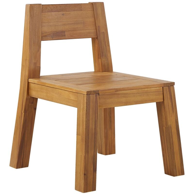 Beliani - Chaise de Jardin Design en Bois d'Acacia Clair Look Naturel et Très Tendance pour Intérieur et Extérieur au Style Rustique et Boho