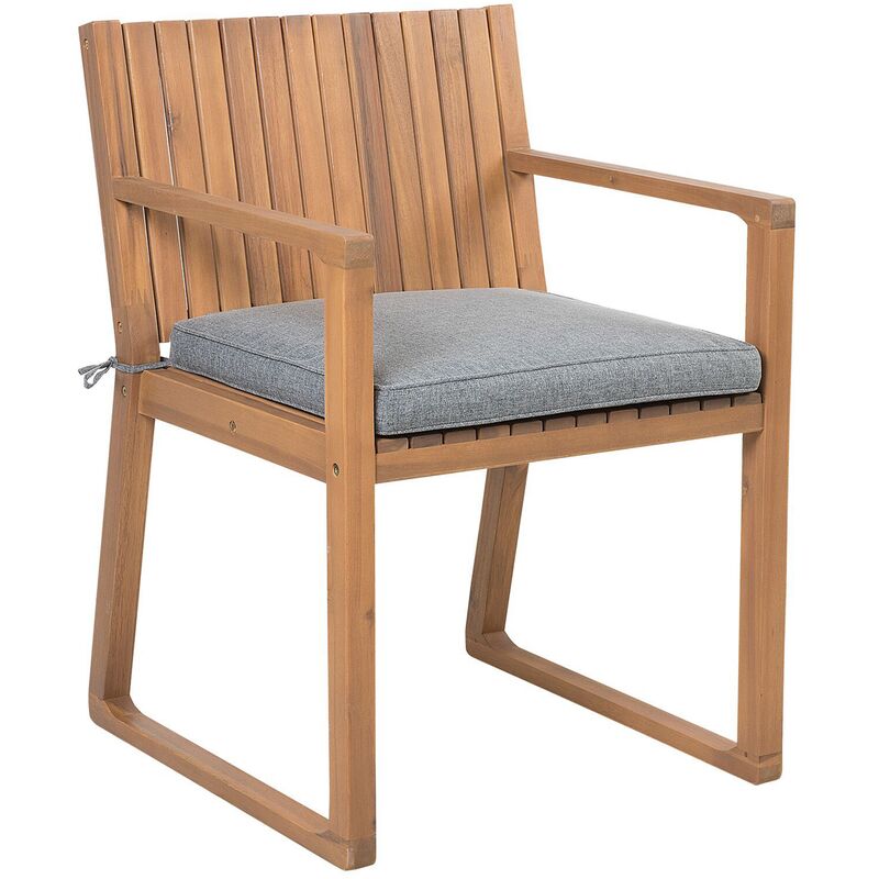 Chaise de Jardin ou Terrasse en Bois d'Acacia Résistant avec Coussin Gris Matières Durables Confort d'Assise Optimal et Design Moderne Beliani Gris
