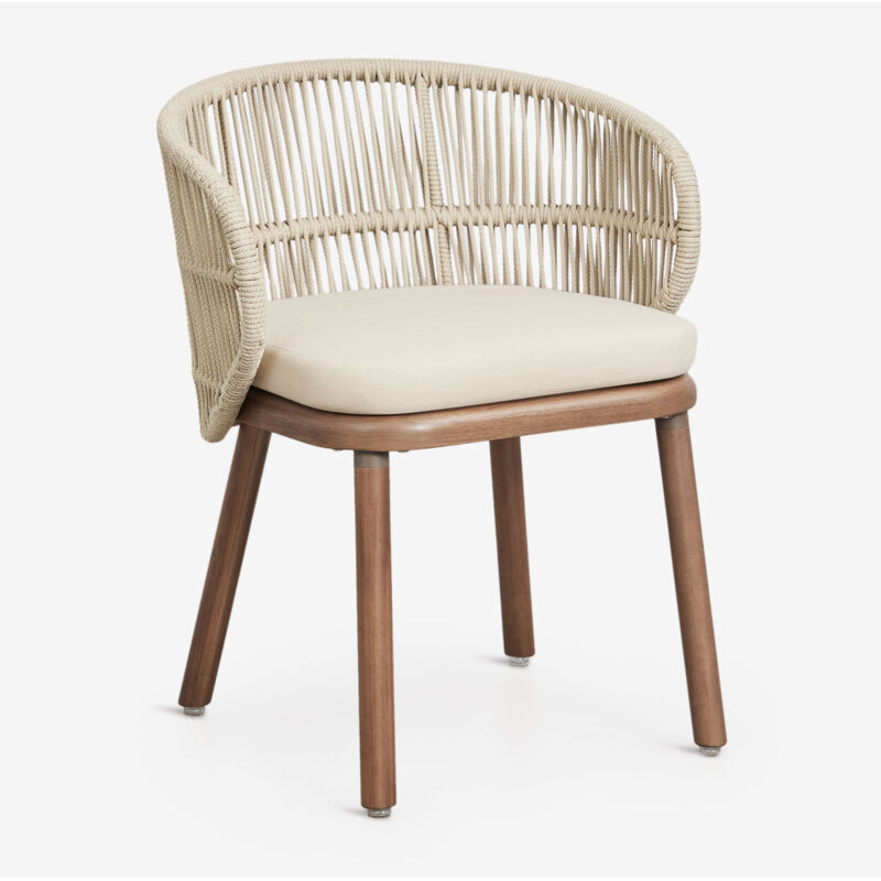 Chaise de jardin en bois d'acacia et corde tressée Capri SKLUM Beige Crème