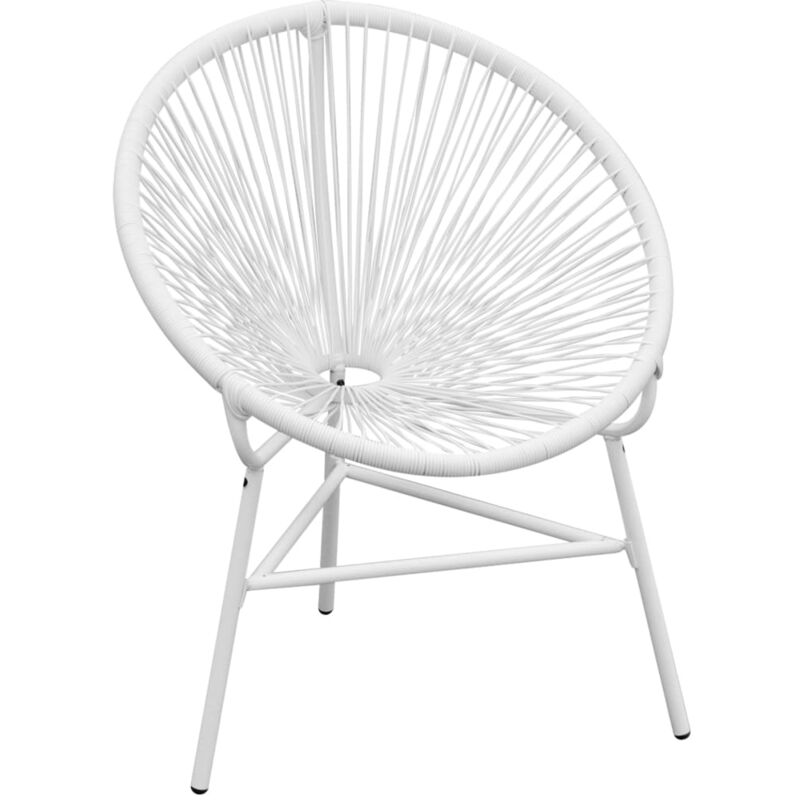 Chaise de jardin en corde forme de lune Résine tressée Blanc - Blanc