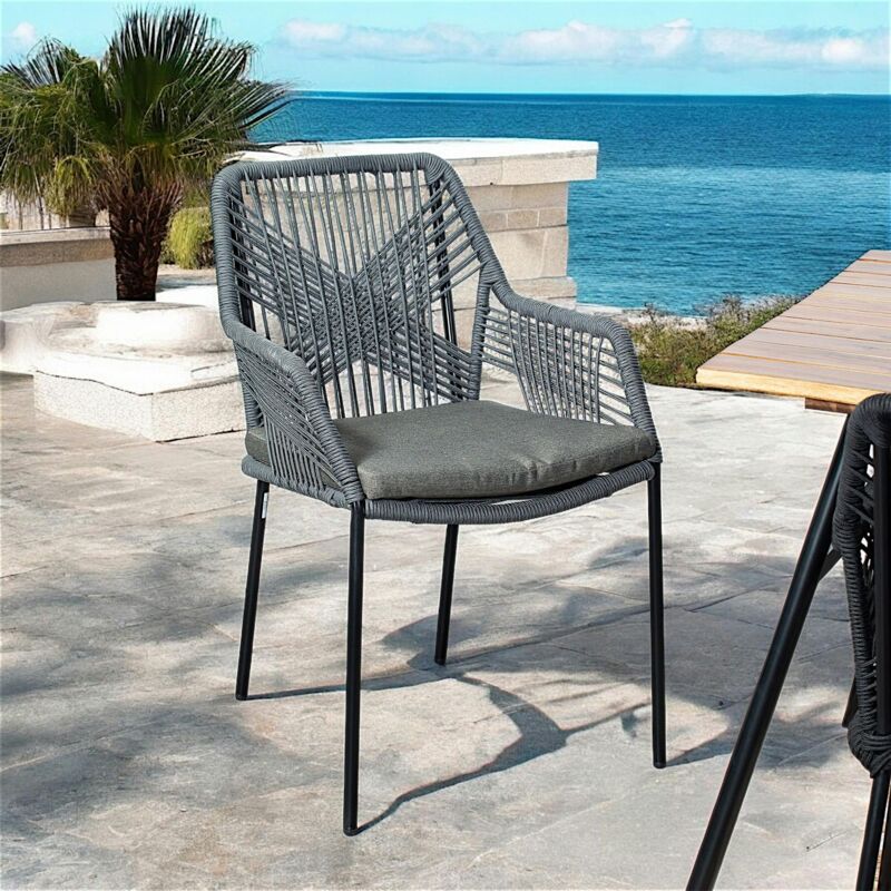 Pier Import - Chaise de jardin en corde tressée grise grenade