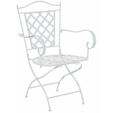 Chaise de jardin en fer forgé blanc avec accoudoir MDJ10074
