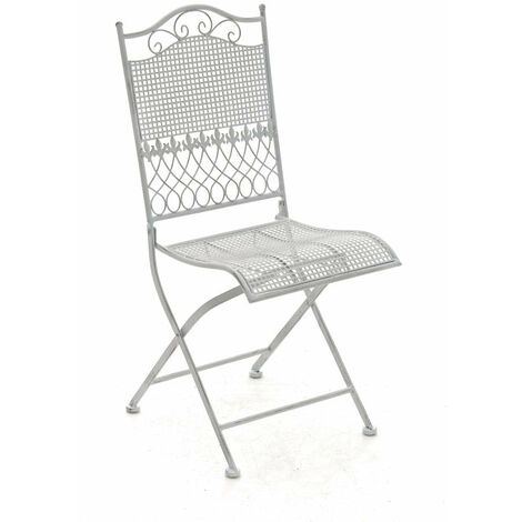 Chaise de jardin en fer forgé blanc vieilli MDJ10023