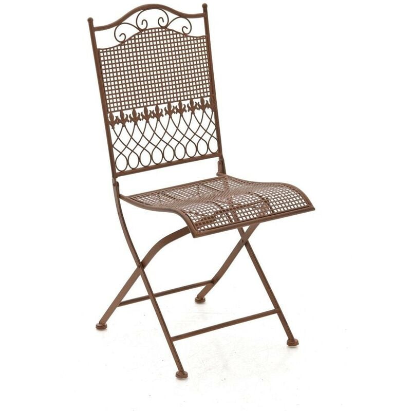 Chaise de jardin en fer forgé marron vieilli - marron