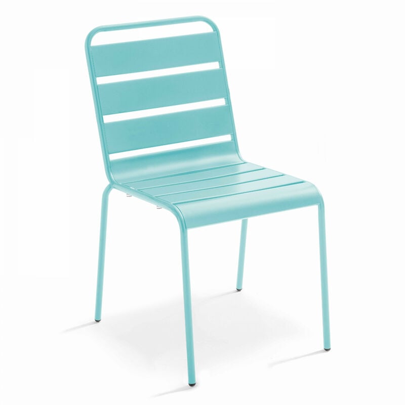 Chaise de jardin en métal turquoise - Palavas - Bleu Turquoise
