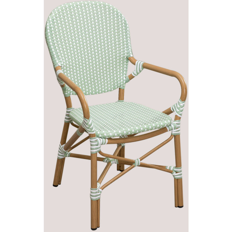 Chaise de jardin en osier synthétique Alisa Bistro Osier PE - Aluminium - Mousse de céladon - Sklum