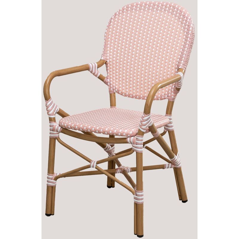Chaise de jardin en osier synthétique Alisa Bistro Osier PE - Aluminium - Rose Noisette - Sklum
