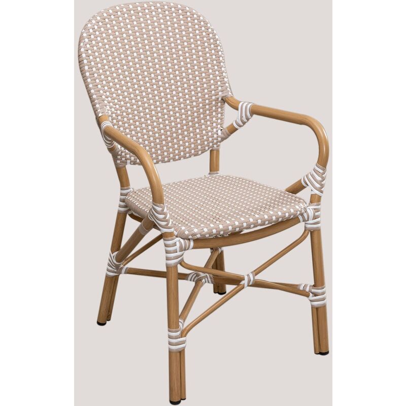 Chaise de jardin en osier synthétique Alisa Bistro Osier PE - Aluminium - Gris Taupe Clair - Sklum