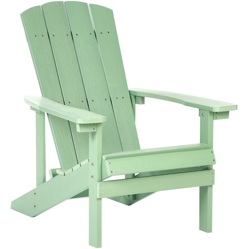 Chaise de Jardin en Plastique Effet Bois Terrasse Extérieur Vert Clair Adirondack