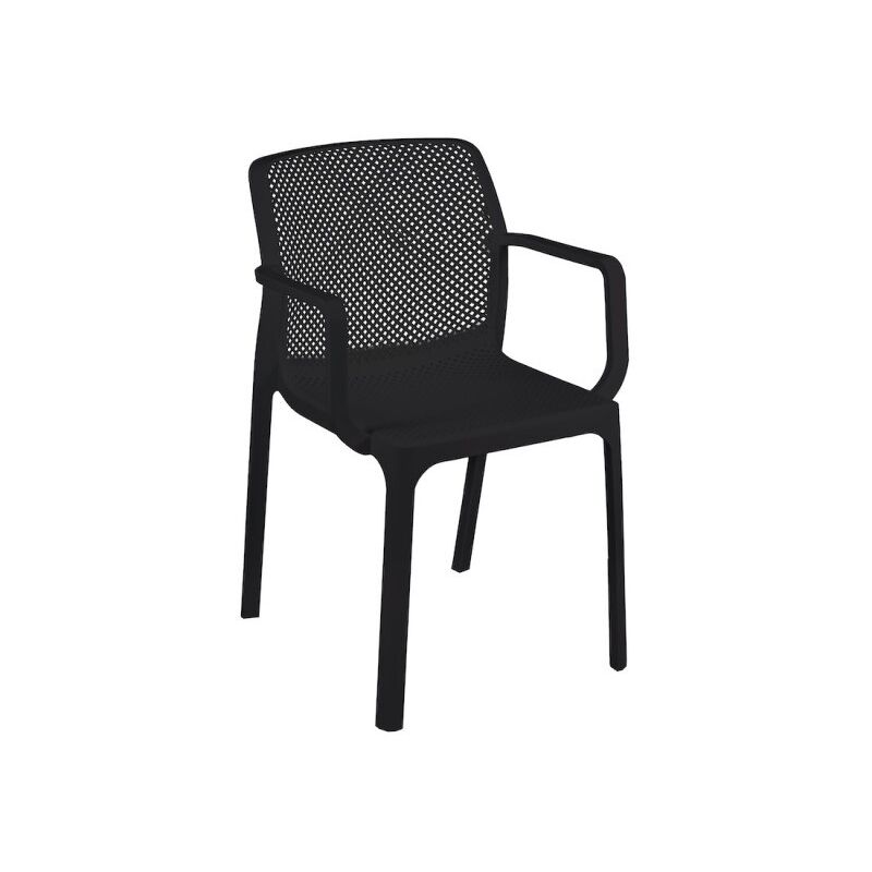 Chaise De Jardin Polypropylène Dalian Anthracite Avec Accoudoirs 46,5X53,5X H55 Cm