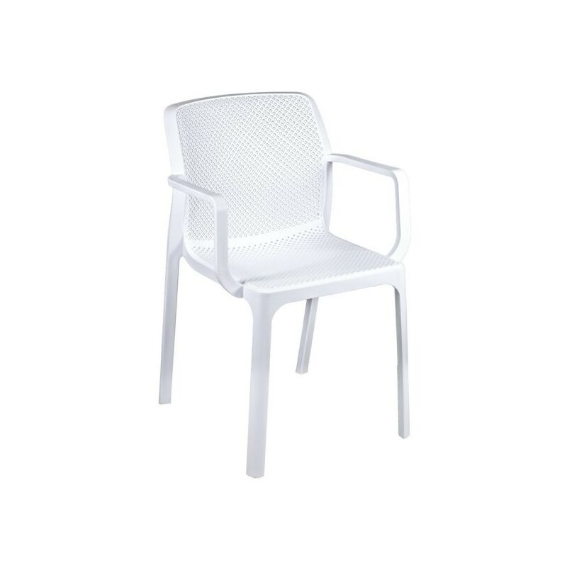 Vacchetti - Chaise De Jardin En Polypropylène Avec Accoudoirs Blanc Dalian 46.5X53.5X H55 Cm Vacchetti - Chaise De Jardin En Polypropylène Avec Accoudoirs Blanc Dalian 46.5X53.5X H55 Cm