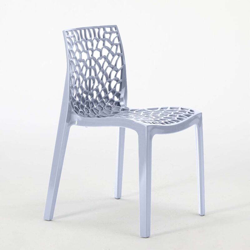 Chaise de cuisine bar café en polypropylène nid d'abeille Gruvyer Grand Soleil - Bleu ciel