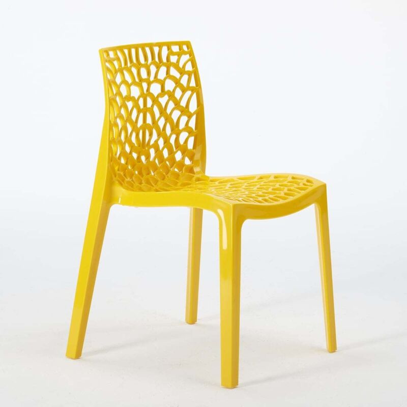 Centrale Brico – Chaise de bar empilable en polypropylène Highmopp – Design nid d'abeille – Résistante aux intempéries – Dimensions 52x52,5x81 cm