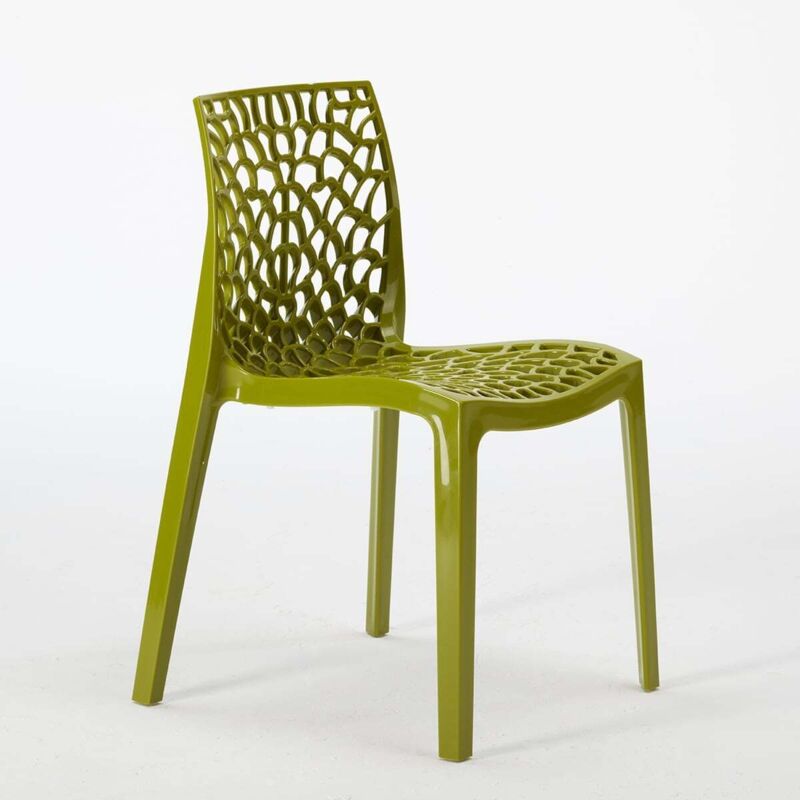 Chaise de cuisine bar café en polypropylène nid d'abeille Gruvyer Grand Soleil - Anis vert
