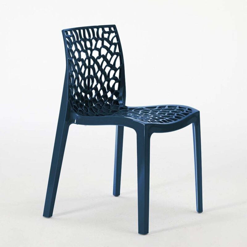Chaise en polypropyl&egrave;ne nid d'abeille cuisine bar caf&eacute; Gruvyer Grand Soleil, Couleur: Bleu Fonc&eacute;