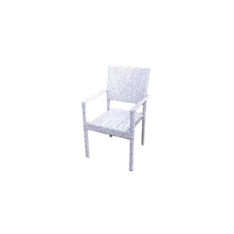 Chaise de jardin en rotin pe avec accoudoirs - cm.56x60x92h. - couleur blanche