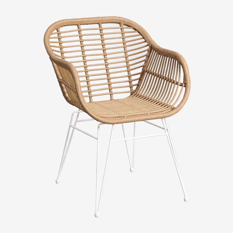 Sklum - Chaise de jardin en osier synthétique Zole Blanc