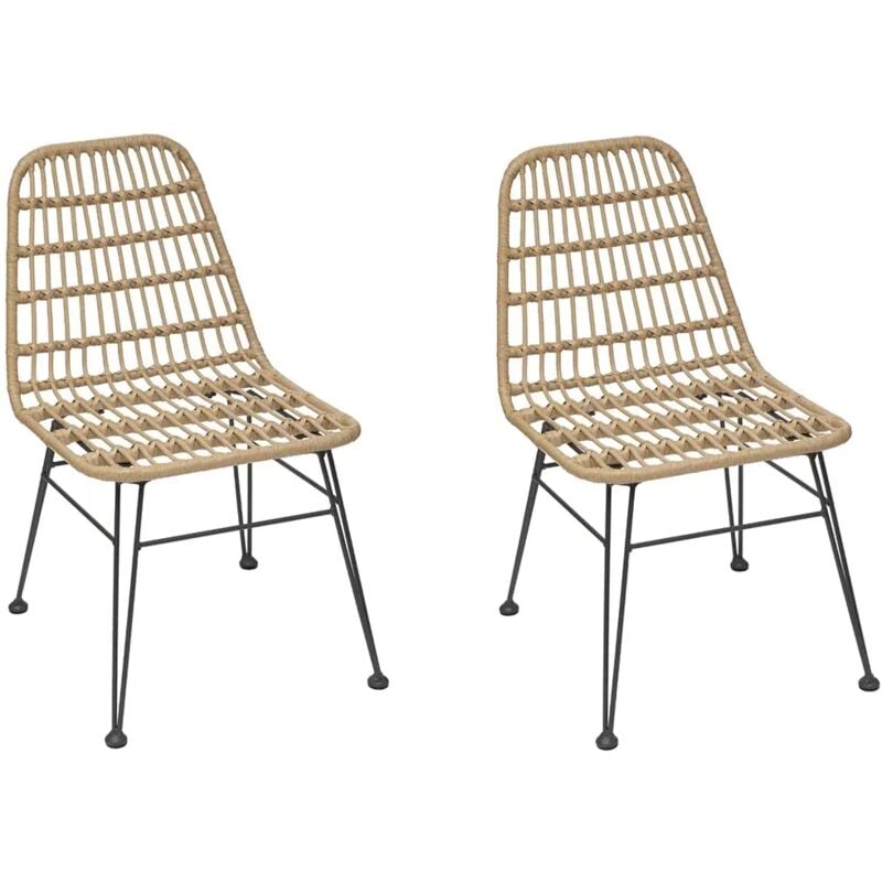 Lot de 2 chaises de jardin Lambada sésame & graphite en acier traité époxy - Hespéride