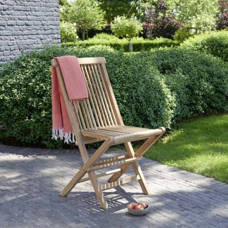 Chaise de jardin en teck massif pliante - Marron