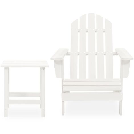 Chaise de jardin et de camping, Chaise de relaxation, Adirondack avec table Bois de sapin Blanc OIB7675E