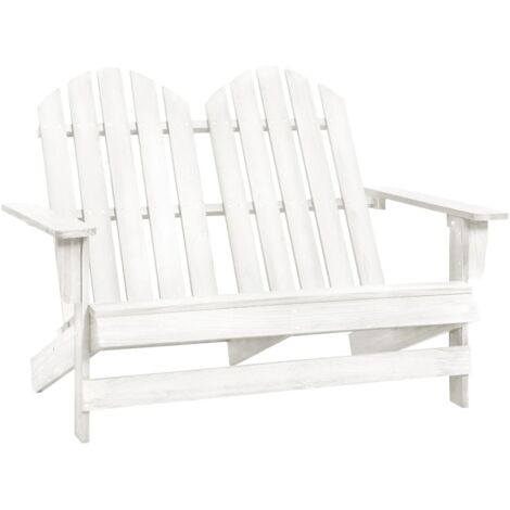Chaise de jardin  Fauteuil de Jardin Adirondack 2 places Bois de sapin massif Blanc 60721