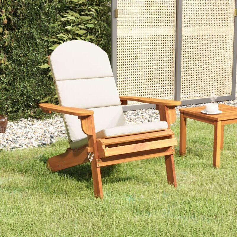 Chaise de jardin Fauteuil de Jardin Adirondack avec coussins bois massif d'acacia 66377