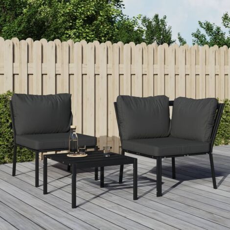 Chaise de jardin Fauteuil de Jardin avec coussins gris 76x76x79 cm acier 68304