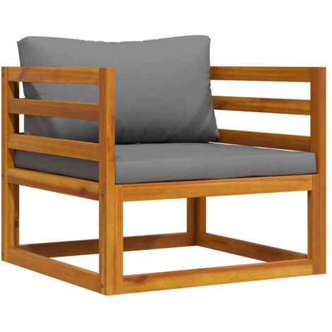 Chaise de jardin Fauteuil de Jardin avec coussins gris foncé Bois d'acacia massif 55567
