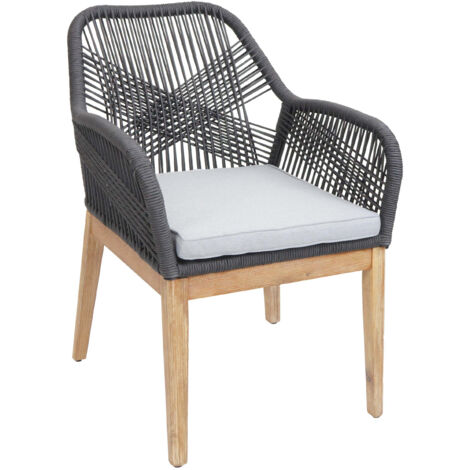 chaise de jardin HWC-H56b, fauteuil Outdoor chaise, résistant aux intempéries corde tressé