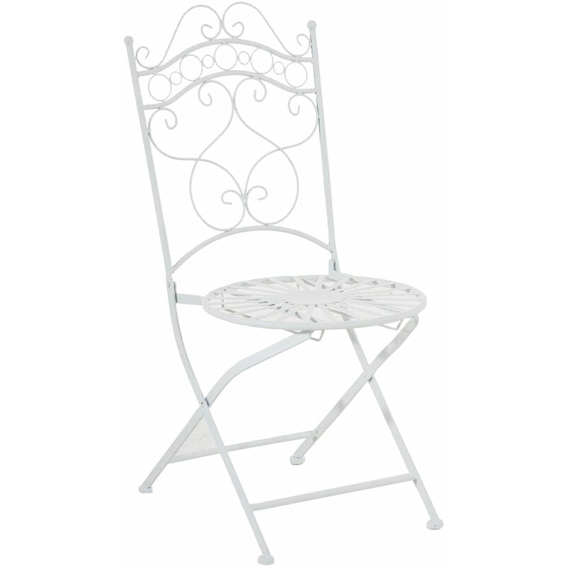 Chaise de jardin conception élégante en métal finement détaillé diverses couleurs colore : Blanc