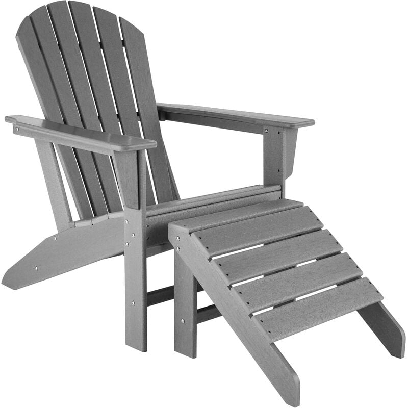 Tectake - Chaise de jardin avec repose-pieds - fauteuil avec repose-pieds, ensemble mobilier de jardin, chaise avec repose-pieds - gris clair