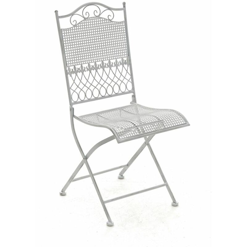 CLP - Chaise de jardin Kiran en fer forgé Blanc antique