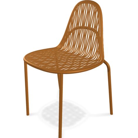 Chaise de jardin, Lot de deux chaises indoor / outdoor Malvasia Terracotta en Metal, Scab design