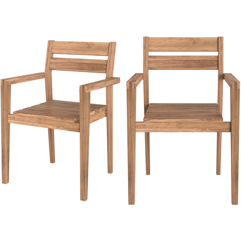 Chaise de jardin Lucia en bois de teck (lot de 2) - Bois