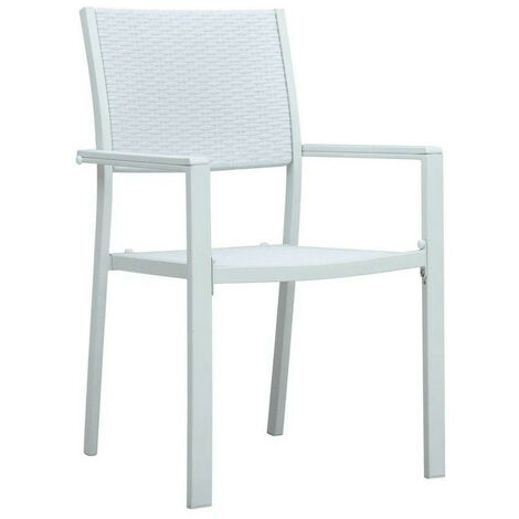 Chaise de jardin plastique et métal blanc Dihar - Lot de 4
