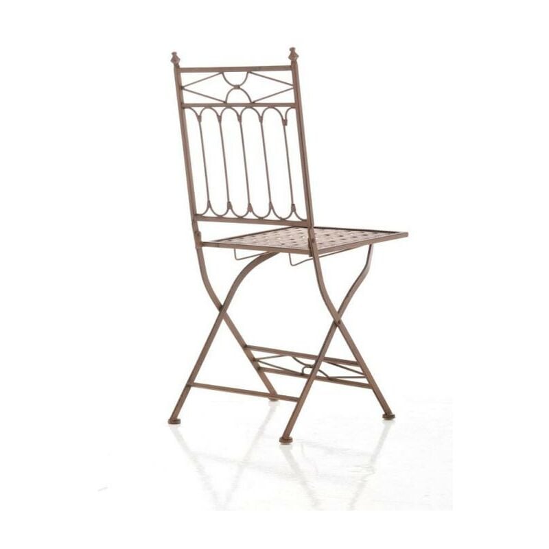 Chaise de jardin avec motifs décoratifs au dos et encadrer diverses couleurs colore : antique brun