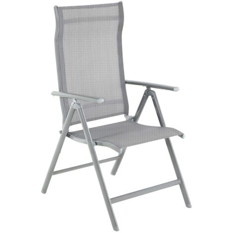 Lot de 1/2/4 Chaises de Jardin Pliables, Sièges d'extérieur, Cadre en Aluminium Robuste, Dossier réglable sur 8 Positions, Charge 150 kg, Gris/Noir