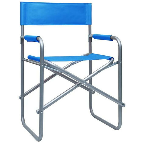 Chaise de jardin pliable bleu et métal gris Acini - Lot de 2