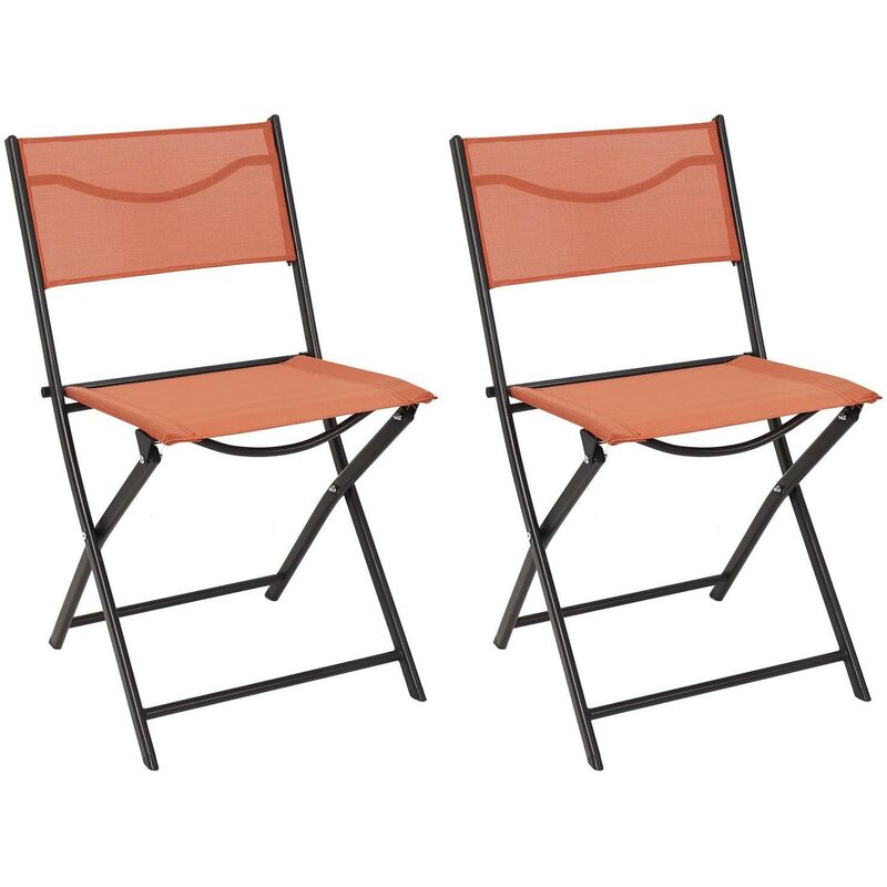 Chaise de jardin pliable en acier Elba (Lot de 2) - Orange terracotta