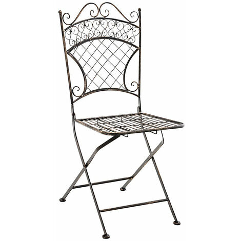 Chaise de jardin pliable en fer forgé bronze vieilli MDJ10077